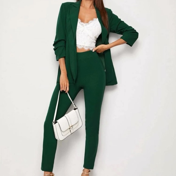 NEW. Adjustable Belted Blazer & Pants Set